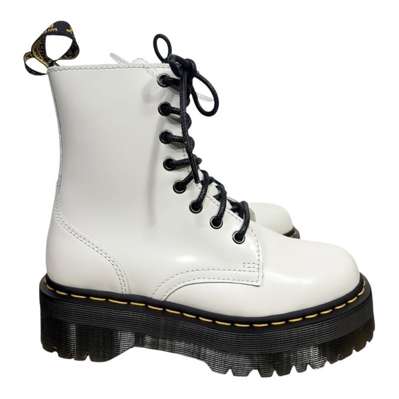 Dr. Martens Jaden Platform Leather Lace Up Boots White Size 7 - Picture 2 of 12